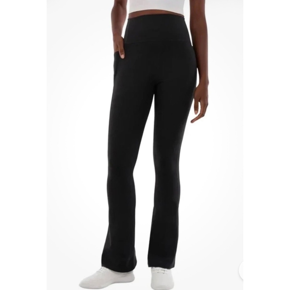 Kirkland Signature Women Brushed Mini-Flare Pant Black •XS• High Rise Yoga Flare